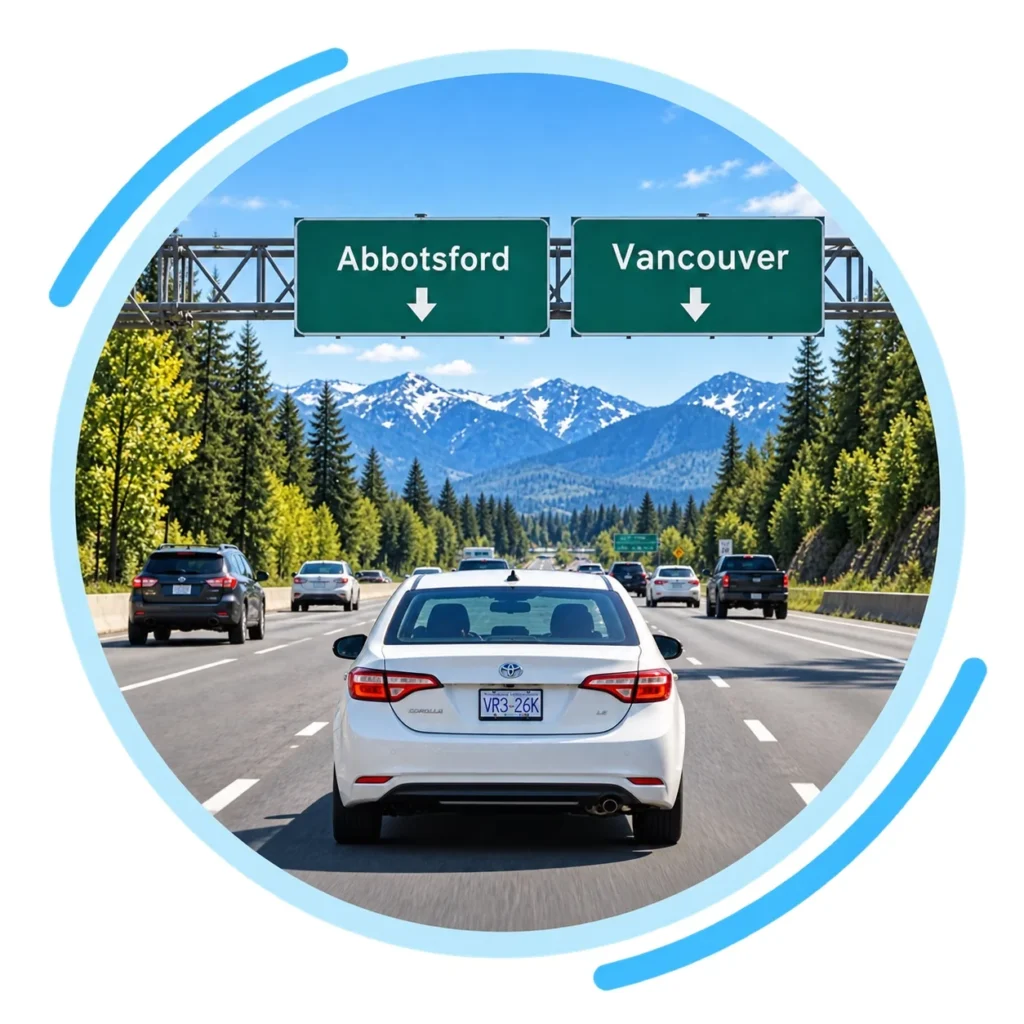 Highway driving practice between Abbotsford and Vancouver
